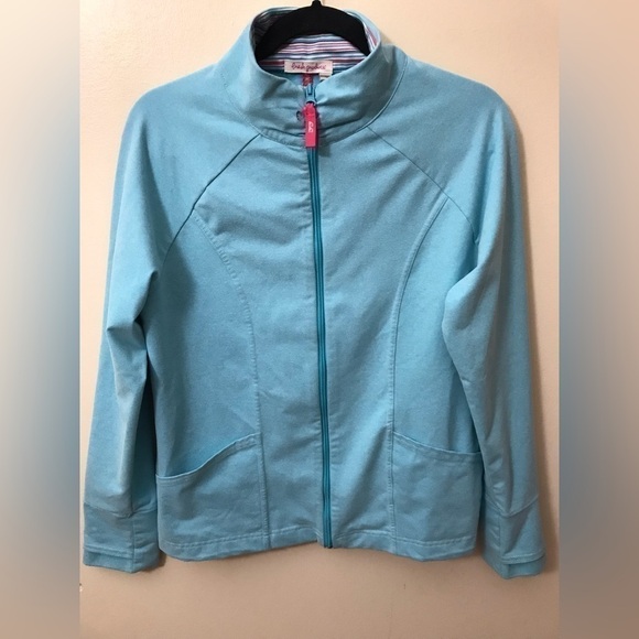 FRESH Produce Women Zip Up Mock Neck Lightweight Light Blue Sweater Jacket Large - Picture 3 of 15